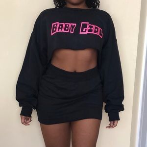 Black ‘BABY GIRL’ Two Piece Skirt Set 🖤💗